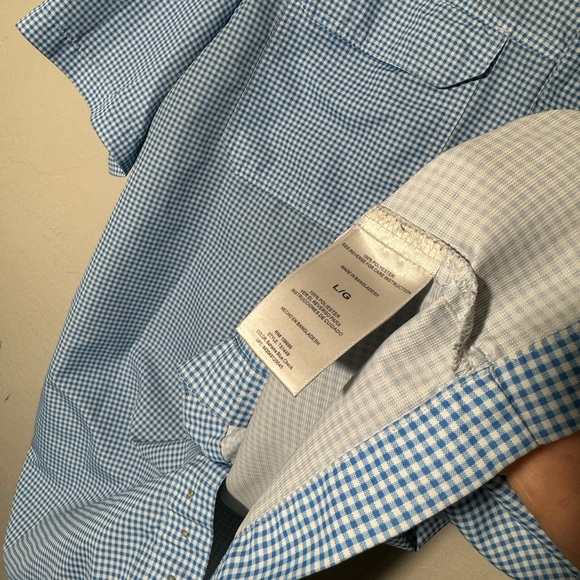 Mens Habit Short Sleeve Plaid Button Up Shirt Blue/White Checkered Sz: Medium M - Picture 3 of 4